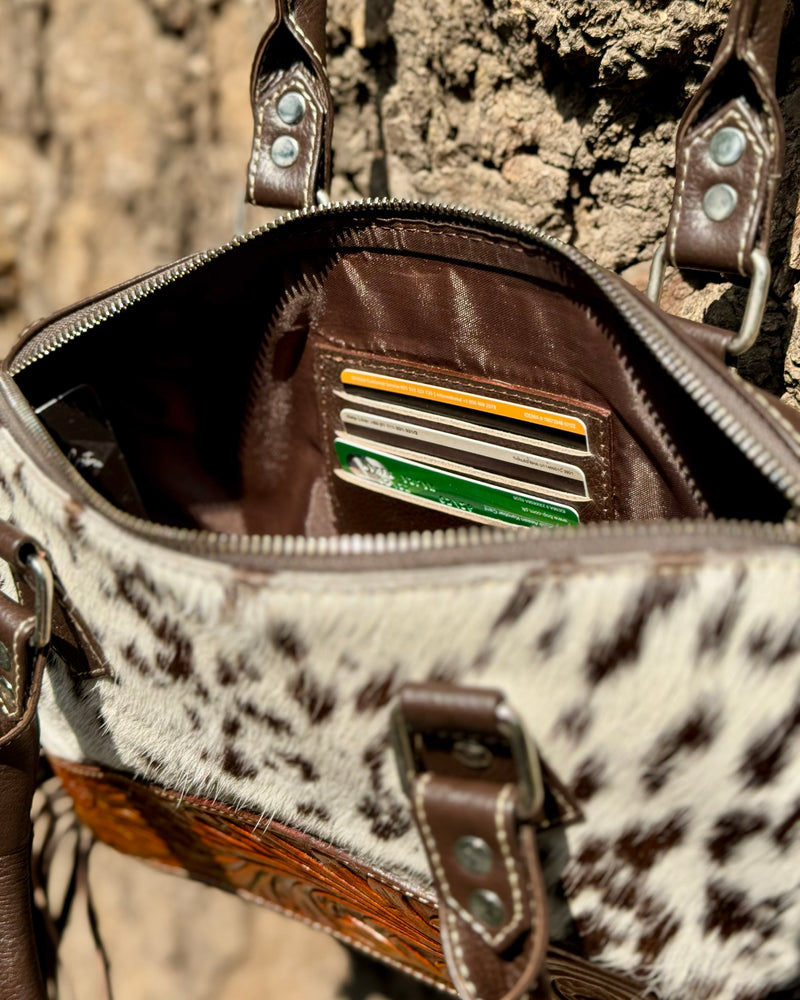 Artisan Cowhide Leather Fringe Satchel