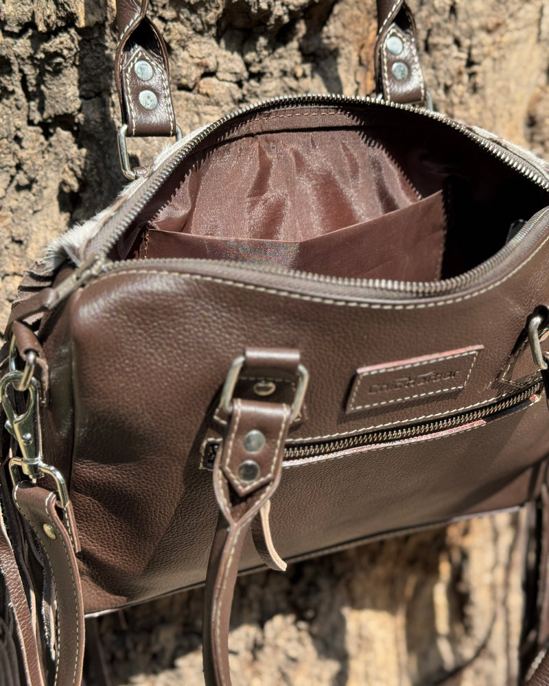 Artisan Cowhide Leather Fringe Satchel